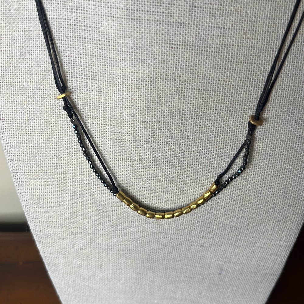 Hand made Tie Rope 18k plate bead necklace